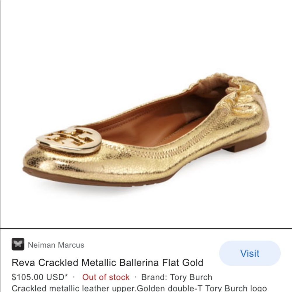 Tory Burch Reva Metallica Ballerina Flat - Gold